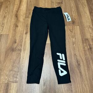 Fila Womens Black Panel "Mesh With Me" Capri Legging Pants Size Small NEW